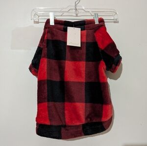 Buffalo Plaid Red Black Fleece Dog Puppy Shirt Size Large New With Tags